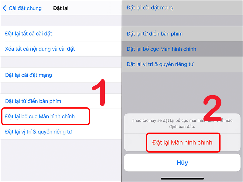 Đặt lại bố cục màn hình chính iPhone